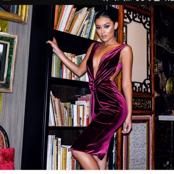House of CB Dresses & Skirts - House of cb "harveen" deep v velvet dress